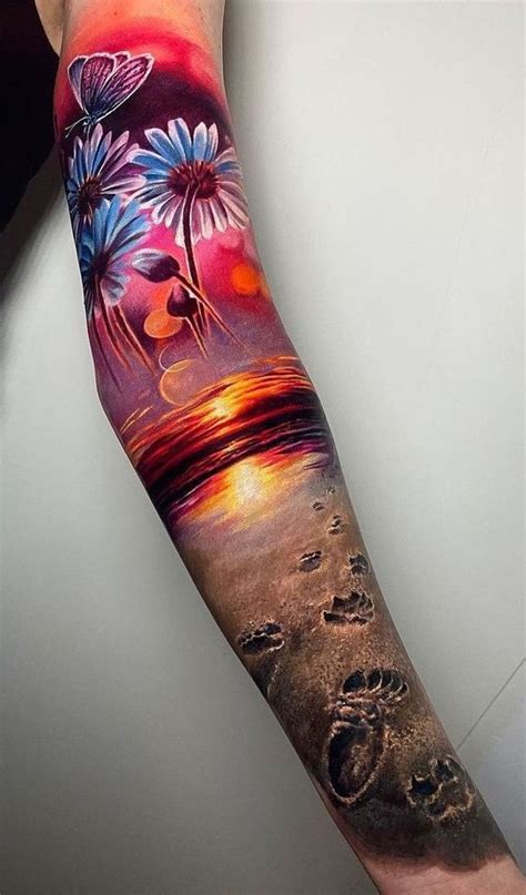 beach tattoo sleeve|night beach tattoos.